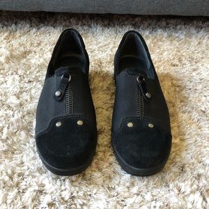 Stuart Weitzman Suede & Nylon Zip Loafers Size 7